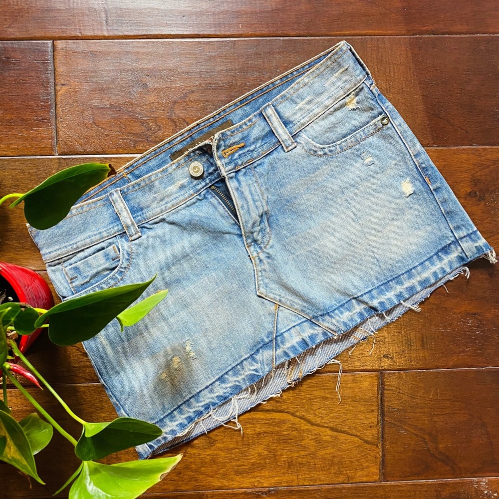 Hollister Light Blue Distressed Jean Skirt